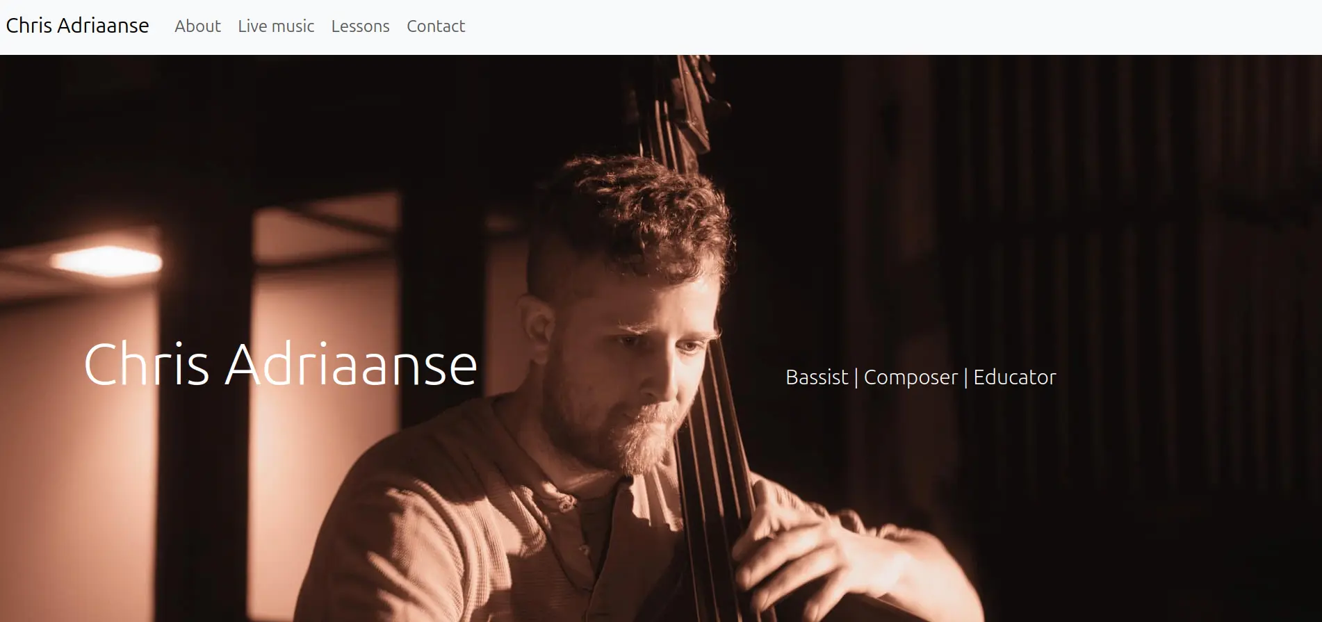 Professional musician website with booking platform – Chrisadriansee.ca